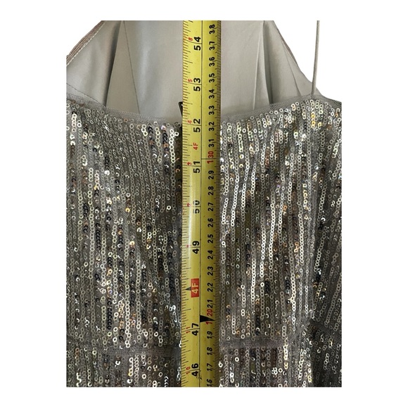 Nwt Adrianna Papell Sequin Cutaway Gown Silver women’s Size 8  US  $ 219 - Picture 10 of 16